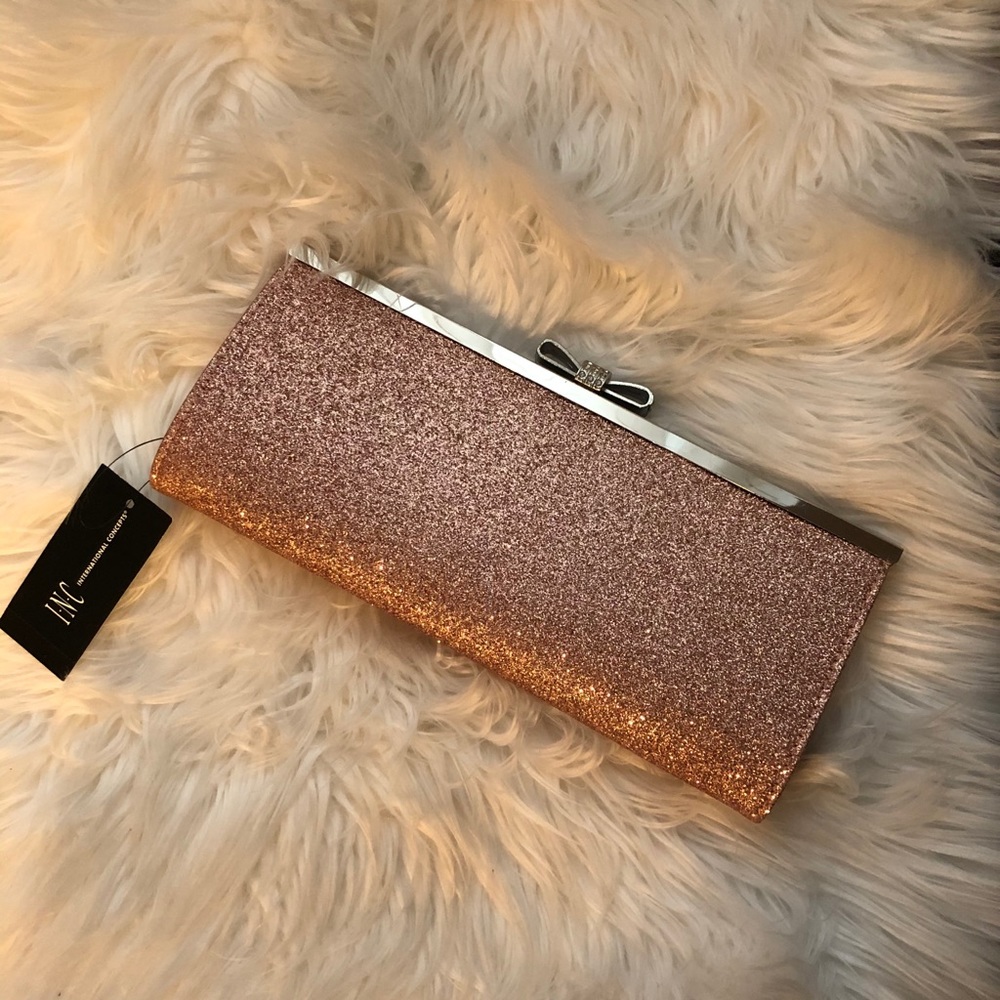 INC International Concepts Pink Glitter clutch